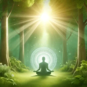 DALL·E 2024 05 08 21.50.36 A serene and tranquil illustration representing spiritual healing and meditation. The image should depict a peaceful natural setting perhaps a lush g Accueil http://www.emosana.ch Hervé Barrilliet, Thérapeute Magnétiseur et Praticien LaHoChi | Soins Énergétiques Intuitifs à Lausanneel | Soins & Accompagnement à Lausanne